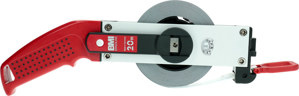 Rahmen-Maßband aus Stahl 20 m mit mm-Teilung & Hakenring FlexTop