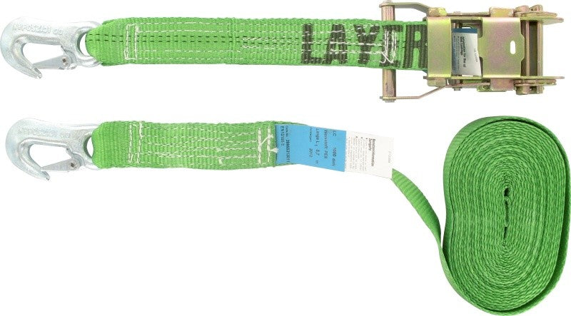 Zurrgurt 2-tlg. mit Ratsche 35 mm / 6 m Karabinerhaken grün