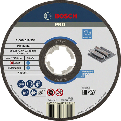 Trennscheibe Bosch X-LOCK 125 x 1,6 x 22,23 mm, Expert for Metal, gerade