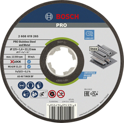 Trennscheibe Bosch X-LOCK 125 x 1,6 x 22,23 mm, Expert for Inox, gerade