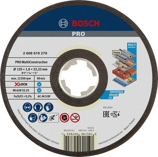 Trennscheibe Bosch X-LOCK 125 x 1,6 x 22,23 mm, Multi Material, gerade