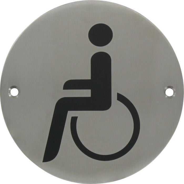 Hinweisschild Hoppe Ø 100 mm Edelstahl matt E664B  Zoll Behinderten-WC Zoll