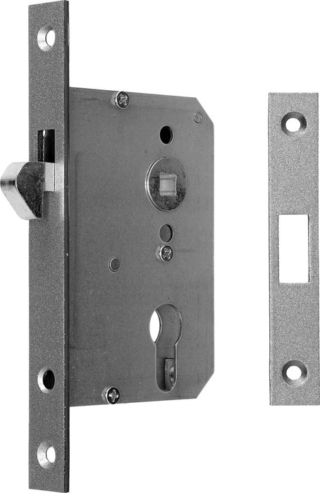Schiebetür-Einsteckschloss m. Hakenfalle Nr.139 PZ Stulp 20 mm Dorn 55mm silber