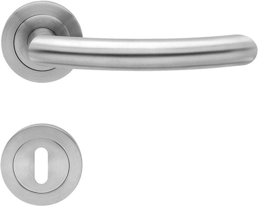 Zimmertür-Drückergarnitur mit Rosetten KARCHER Sylt ER26 PZ Edelstahl matt