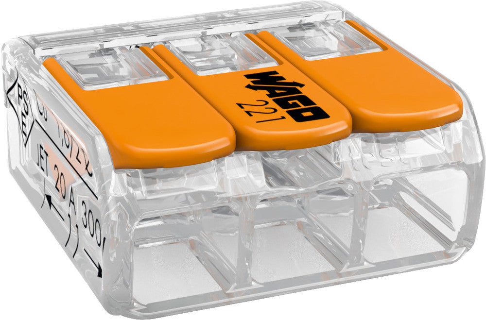 WAGO Compact-Verbindungsklemme mit Hebel 3 x 0,2 - 4 mm²