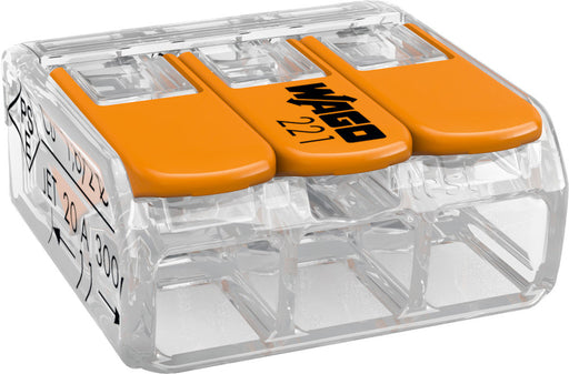 WAGO Compact-Verbindungsklemme mit Hebel 3 x 0,2 - 4 mm²