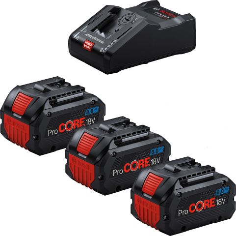 Bosch Akku Basis-Set ProCORE - 3x18 V / 8,0 Ah Akkus - GAL18V-160 Ladegerät