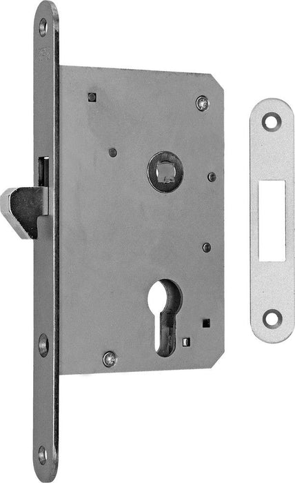 Schiebetürschloss KFV 1632 PZ 55 mm 20 mm altsilber rund