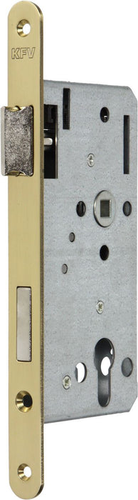 Zimmertür-Einsteckschloss KFV 115 1/2 Kl. 2 PZ li/re Stulp 20 mm rund Messing