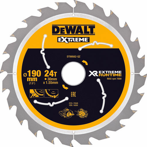 Handkreissägeblatt HM 190x30x1,38 mm Z60 WZ/FZ 25° für DEWALT Akku-Maschinen