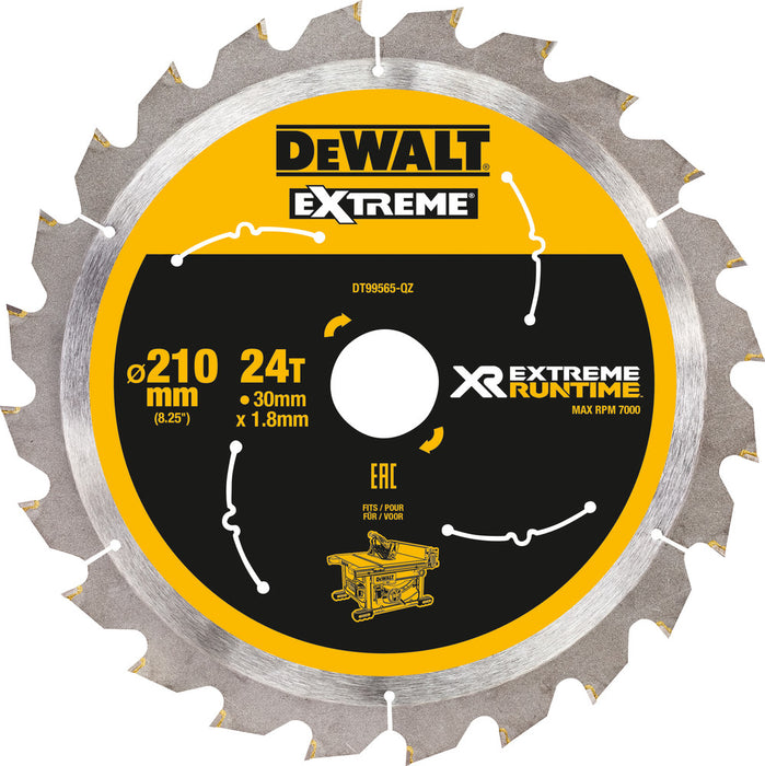 Tischkreissägeblatt HM 210x30x1,8 mm Z60 WZ/FZ 20° für DEWALT Akku-Tischsäge
