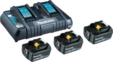 Power Source Kit MAKITA  mit 3 Akkus 18V/5Ah inkl. Doppelladegerät im Karton
