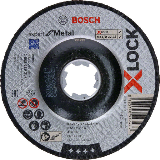 Trennscheibe Bosch X-LOCK 125 x 2,5 x 22,23 mm, Expert for Metal, gekröpft