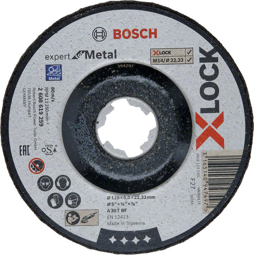 Schruppscheibe Bosch X-LOCK 125 x 6 x 22,23 mm, Expert for Metal, gekröpft