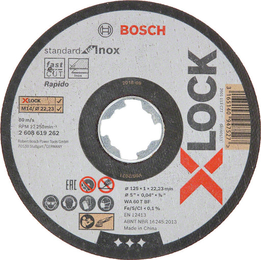 Dünntrennscheibe Bosch X-LOCK 125 x 1 x 22,23 mm, Standard for Inox, gerade