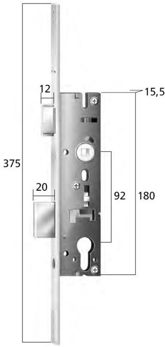 Rohrrahmenschloss SAG 18419 Dorn 35 mm Stulp 24 mm PZ Edelstahl DIN links/rechts