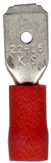 Flachstecker 6,3 x 0,8 mm rot isoliert 0,5 - 1,5 mm² (VE = 10 St.)