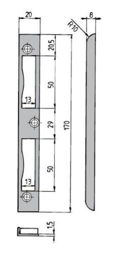 Zimmertür-Winkelschließblech KFV 1N - altsilber rund