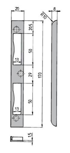 Zimmertür-Winkelschließblech KFV 1N - Edelstahl rund