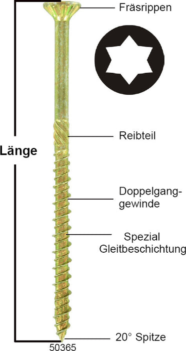 Holzbauschrauben Senkkopf 10x120 mm TX40 gelb vz.