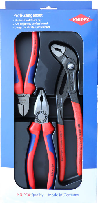 Zangen-Set KNIPEX 3-teilig Kombizange, Seitenschneider & Wasserpumpenzange